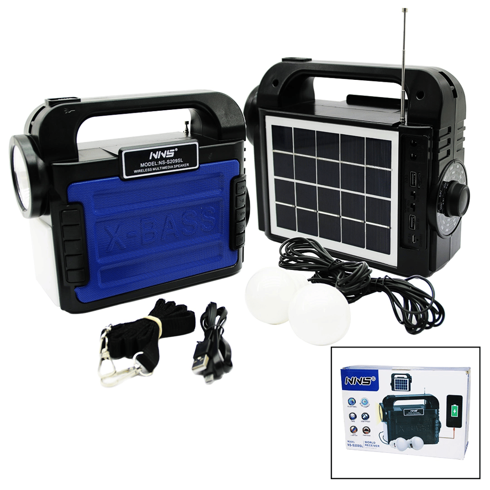 3ın1 - Solar 2in1 El Feneri  - Radyo - Mp3 Bluetooth - Usb/ Tf Port - 2 Parça  Ampul Kablolu - Powerbank Bx40
