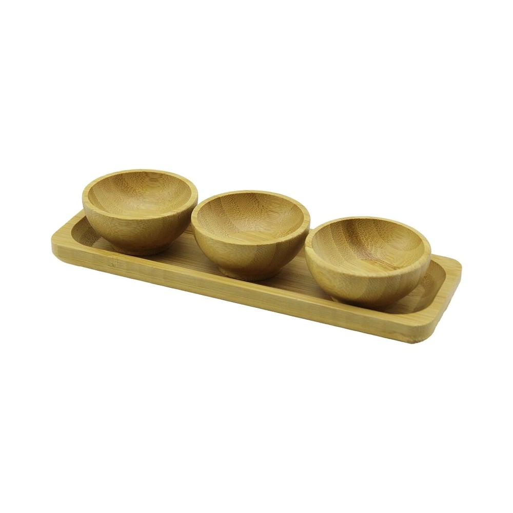 3pcs - Sunum Tepsili   Mini - Çap: 6cm  Ahşap Bambu Lokumluk - Çerezlik Kase Bx40