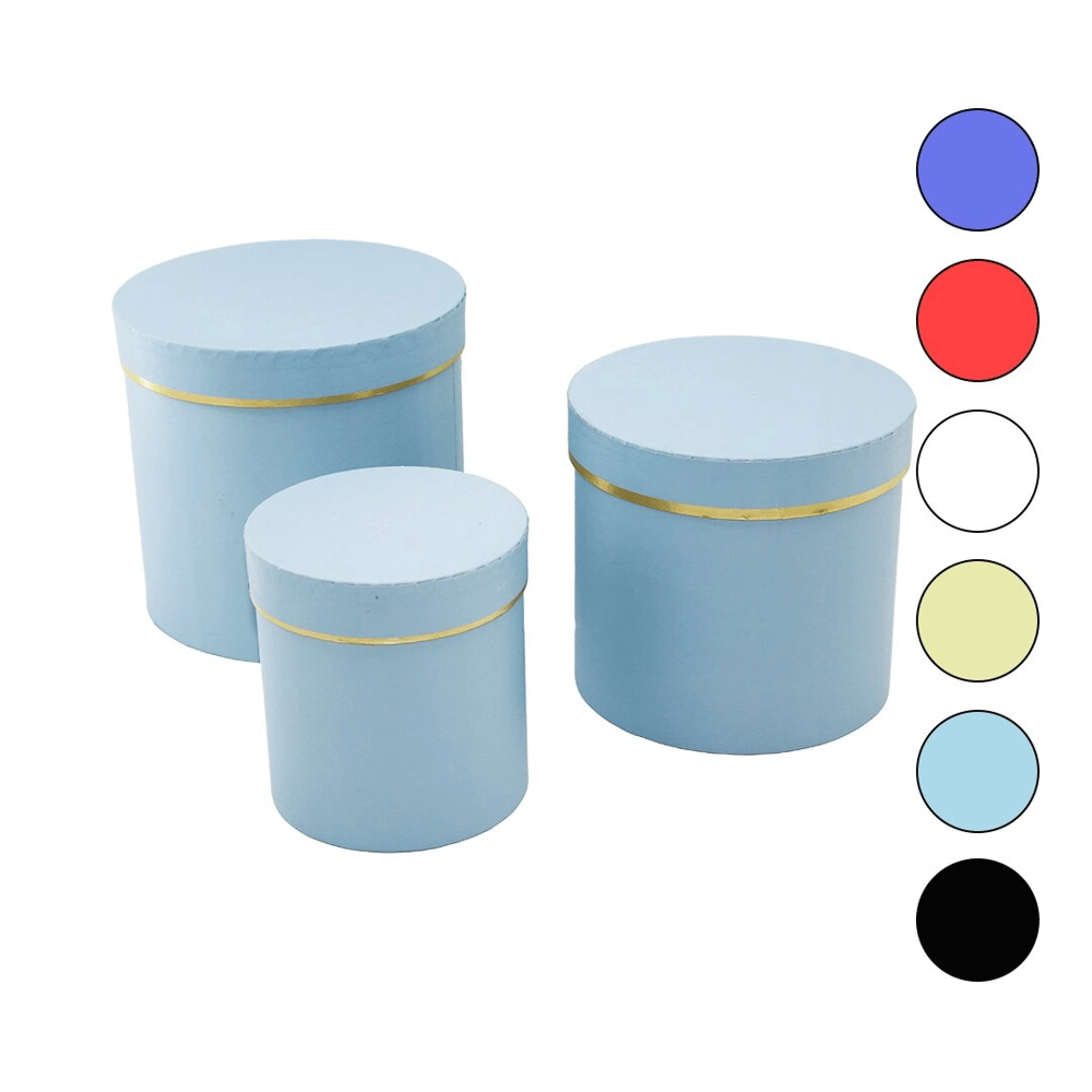 3pcs Yuvarlak Mat Renkli - Düz Renk Karton Hediye Kutusu 18-16-12cm Bx40