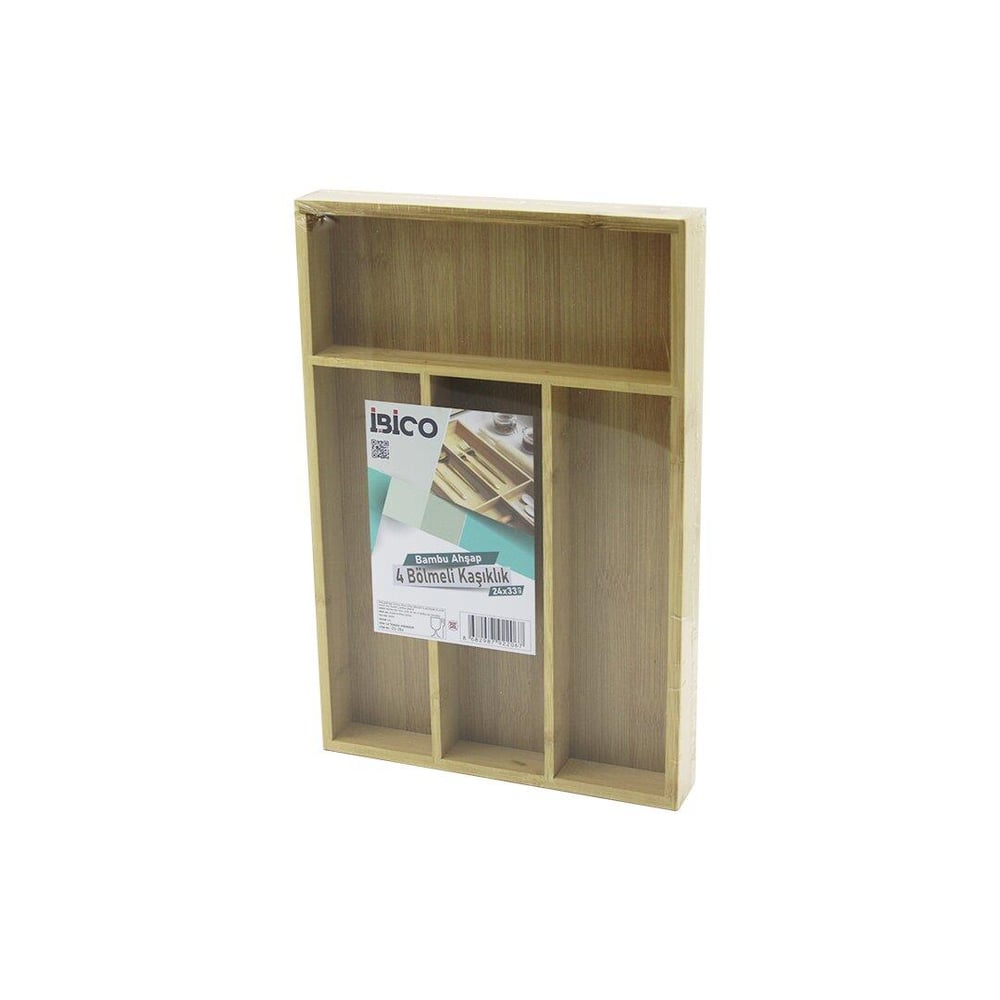 4 BÖLMELİ AHŞAP BAMBU KAŞIKLIK  24X33CM (3936)