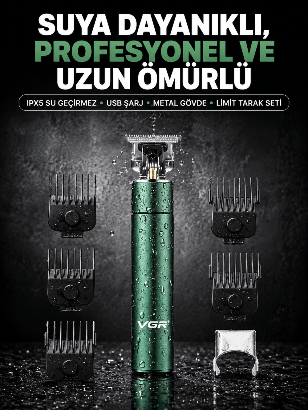 4 Limit Taraklı IPX5 Su Geçirmez Saç Kesme Makinesi