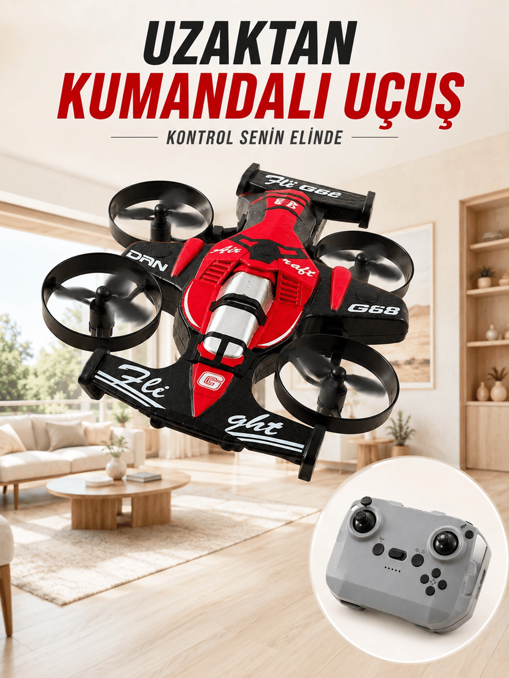 4 Pervaneli RC Drone Uzaktan Kumandalı 360 Derece Dönüşlü Akrobatik Uçan Oyuncak