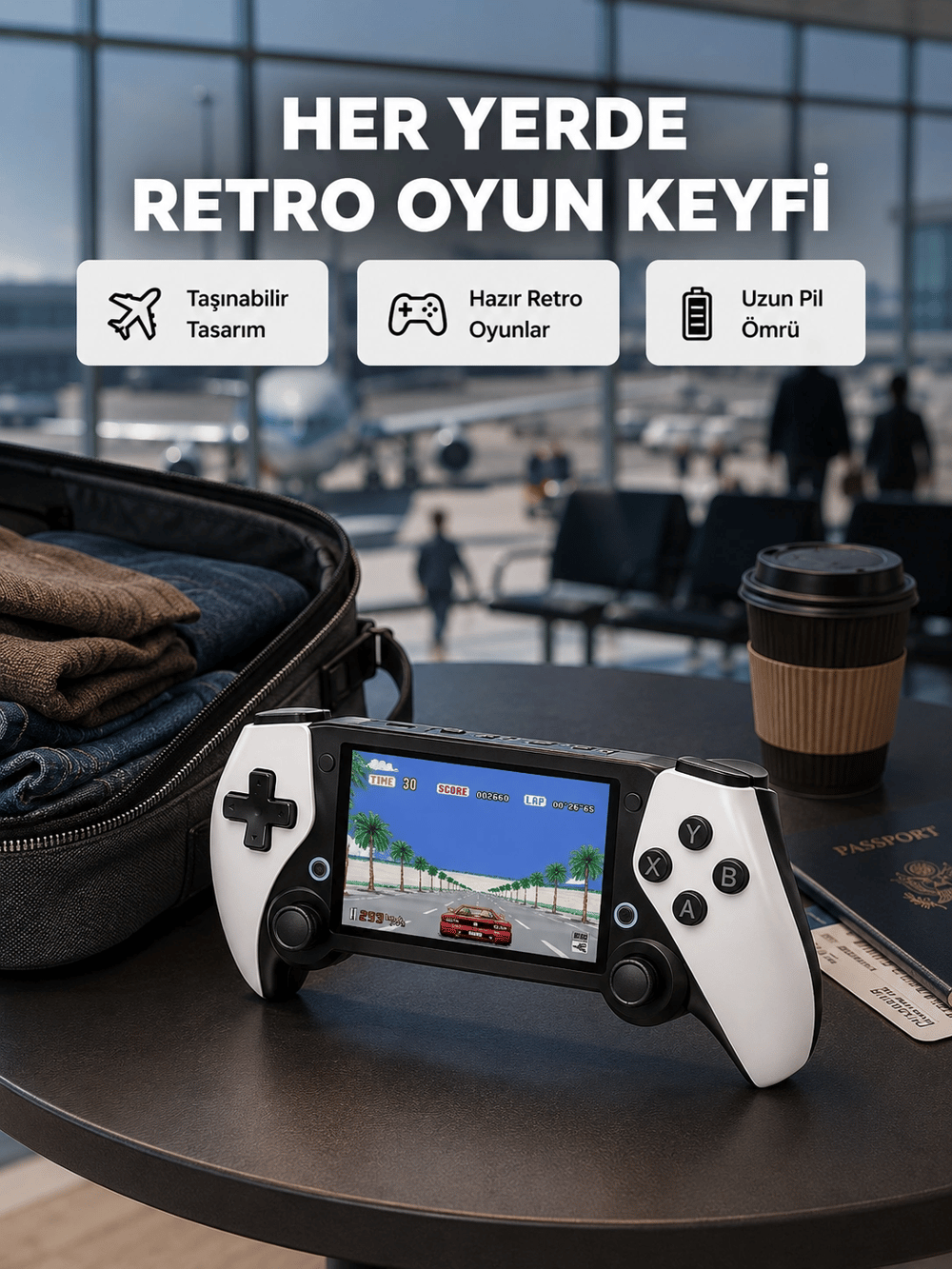 4.3 İnç Ekranlı Retro Oyun Konsolu – 64 GB Hafızalı, Şarjlı ve Multimedya Destekli