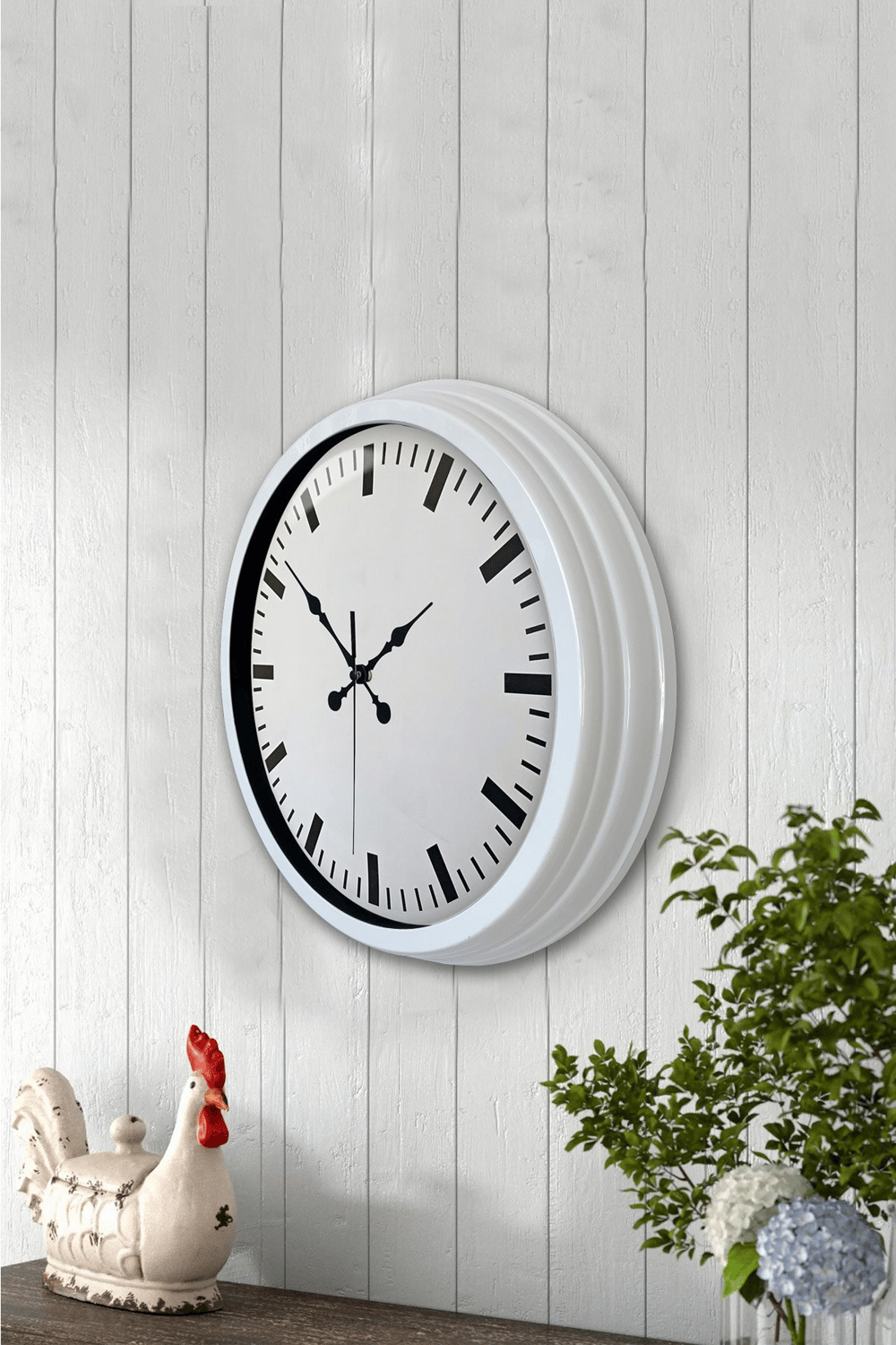 40 Cm Metal  Beyaz Modern Duvar Saati