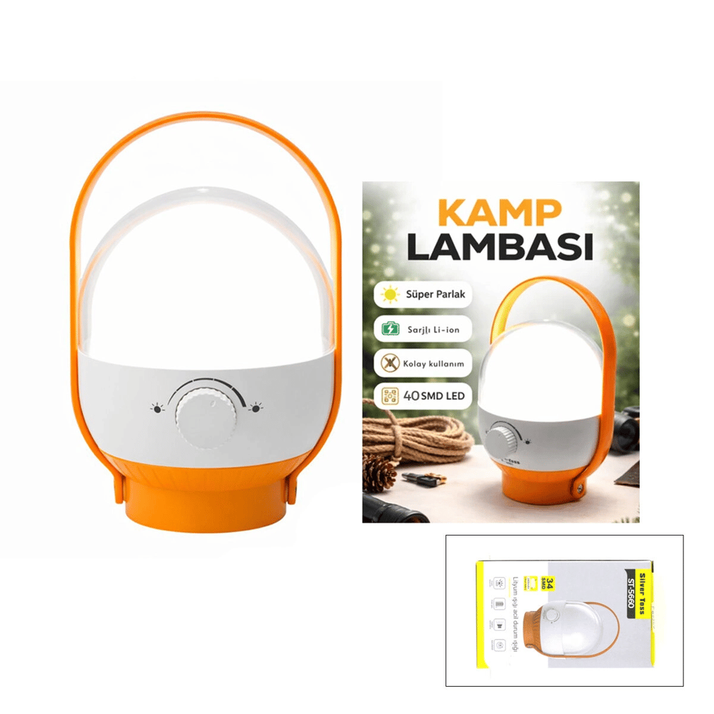 40 Led Kamp Lambası - Fener Usb Şarjlı Ayarlanabilir Işık 6.4w - 2400mah St-5660 Bx40
