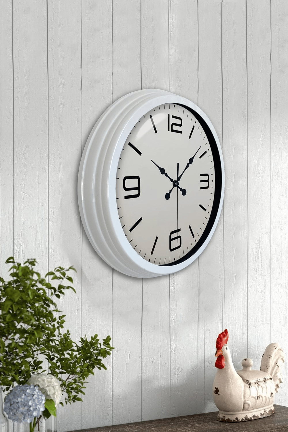 40 cm Beyaz Metal Modern Duvar Saati