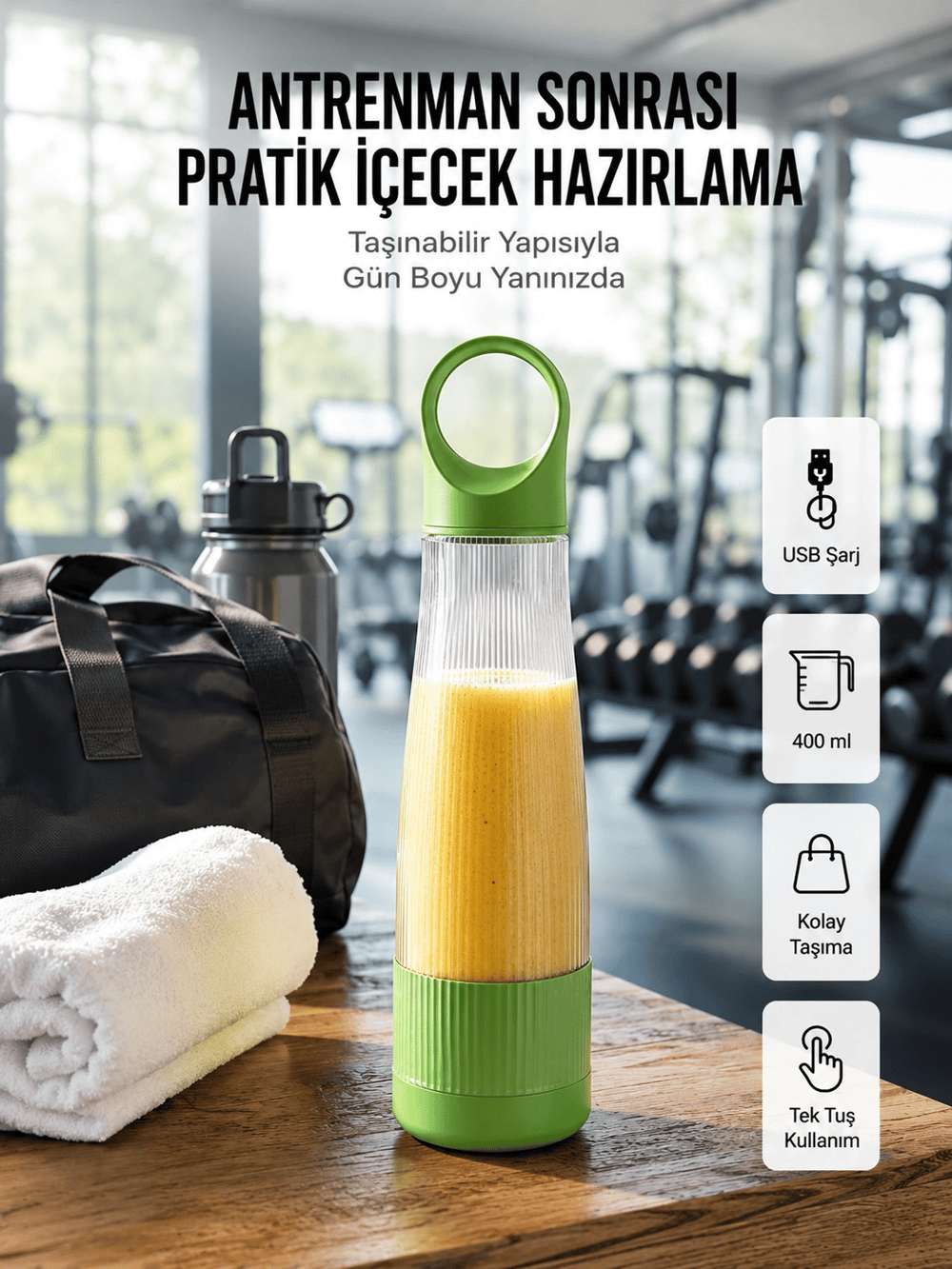 400 ml Kapasiteli Pratik Taşınabilir Meyve Blender