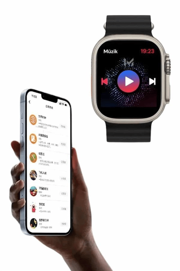 49mm Akıllı Saat Amoled Ekranlı Kadın Erkek Kol Saati Plastik Kordon