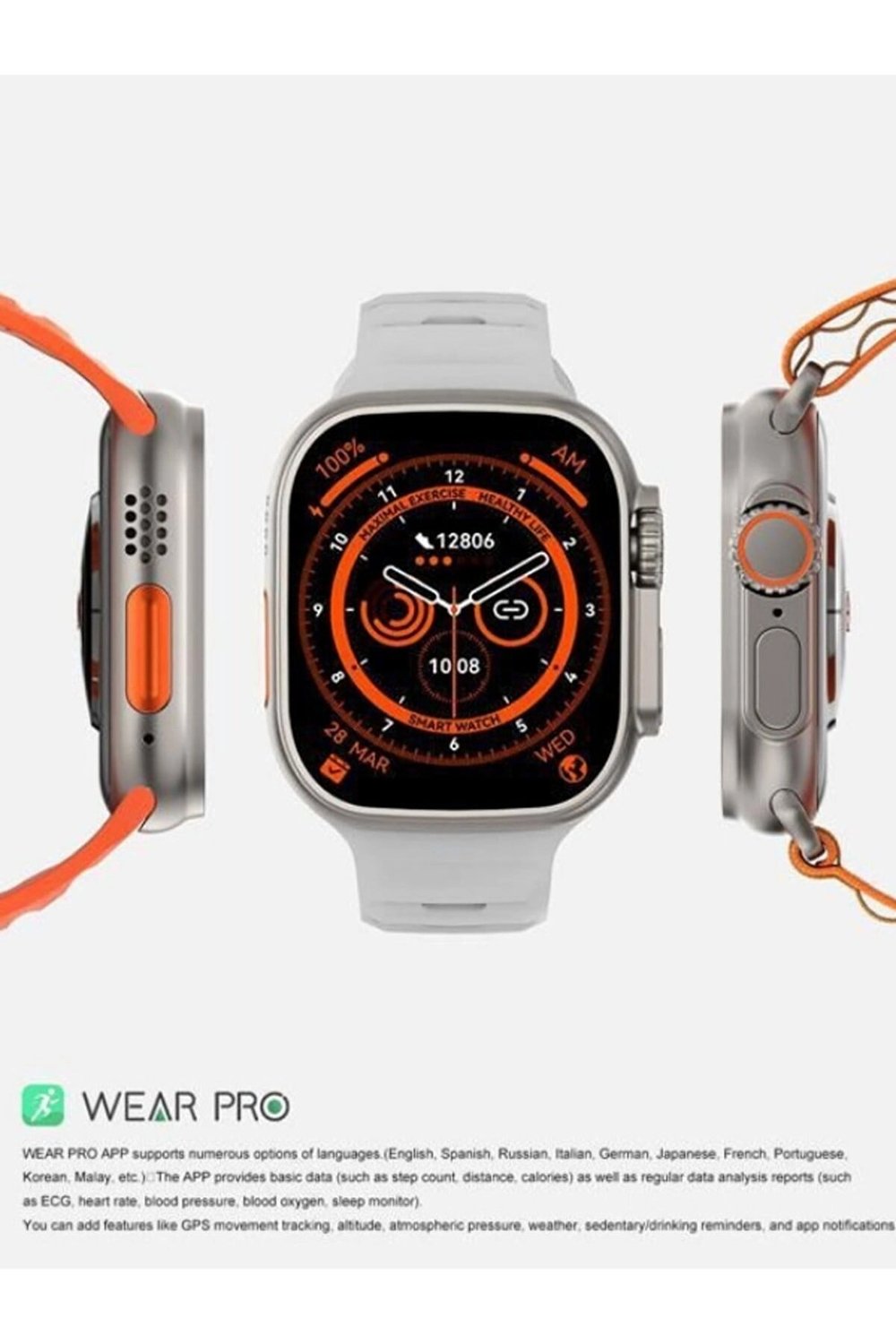 49mm Ekranlı GPS ve NFC Özellikli Suya Dayanıklı Akıllı Saat, Nabız ve Uyku Takibi ile Sesli Görüşme