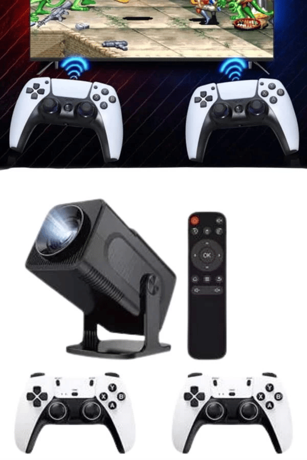 4K Android Smart Wi-fi Çift Kollu Projeksiyon Game Box Kumandalı Taşınabilir