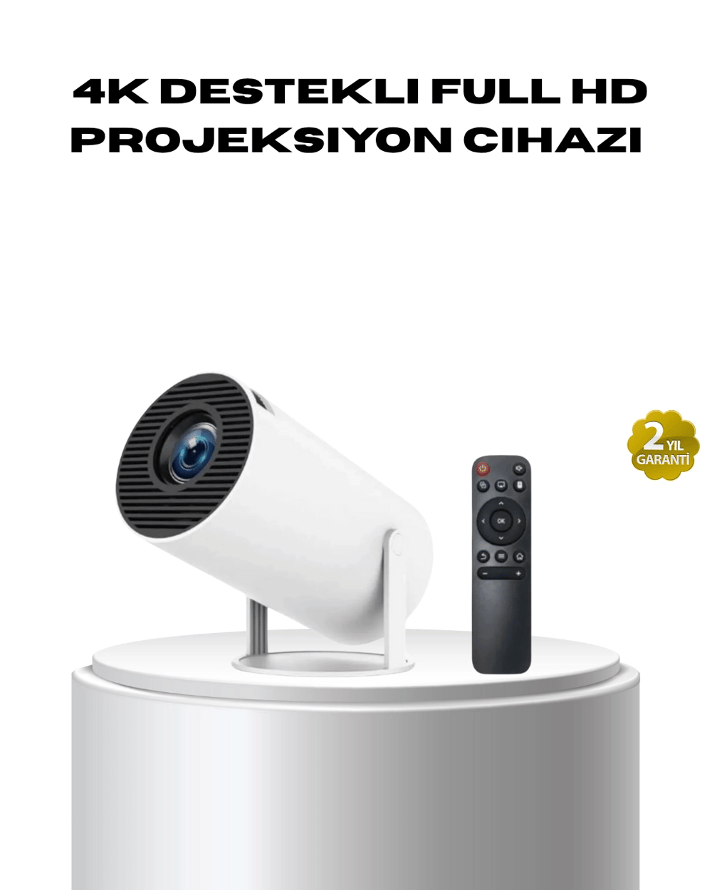 4K Destekli Full HD Projeksiyon Cihazı – 130 inç Geniş Ekran, WiFi ve HDMI Bağlantılı