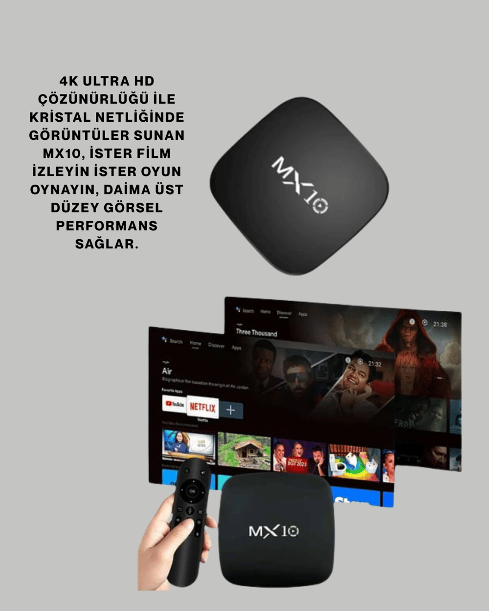 4K UHD Android Medya Oynatıcı 8 GB Hafıza 2 GB RAM Wi-Fi Destekli