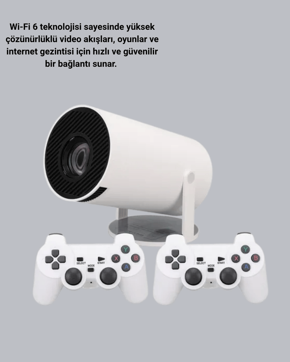 4K Wi-Fi 6 Projeksiyon Cihazı – 10.000+ Oyun Desteği, Kablosuz Bağlantı ve Çoklu Giriş Portları Yeni Nesil
