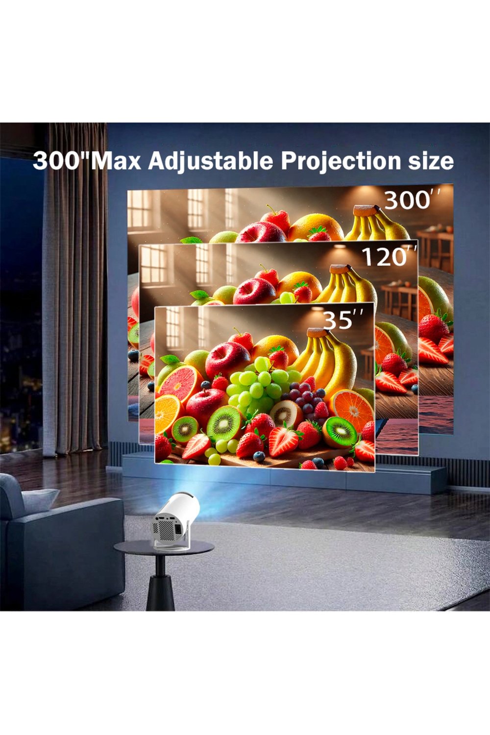 4K lazer projeksiyon cihazı 1280x720 çözünürlük 3000:1 kontrast beyaz USB HDMI WiFi