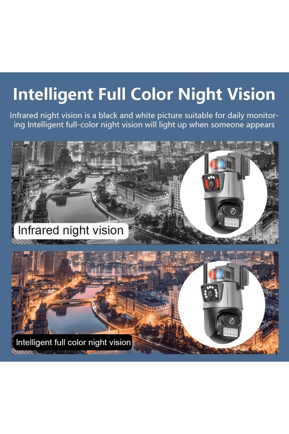 4MP 4K Ultra HD çift lens IP kamera hareketli dış mekan gece görüş su geçirmez WiFi 2 yıl garantili