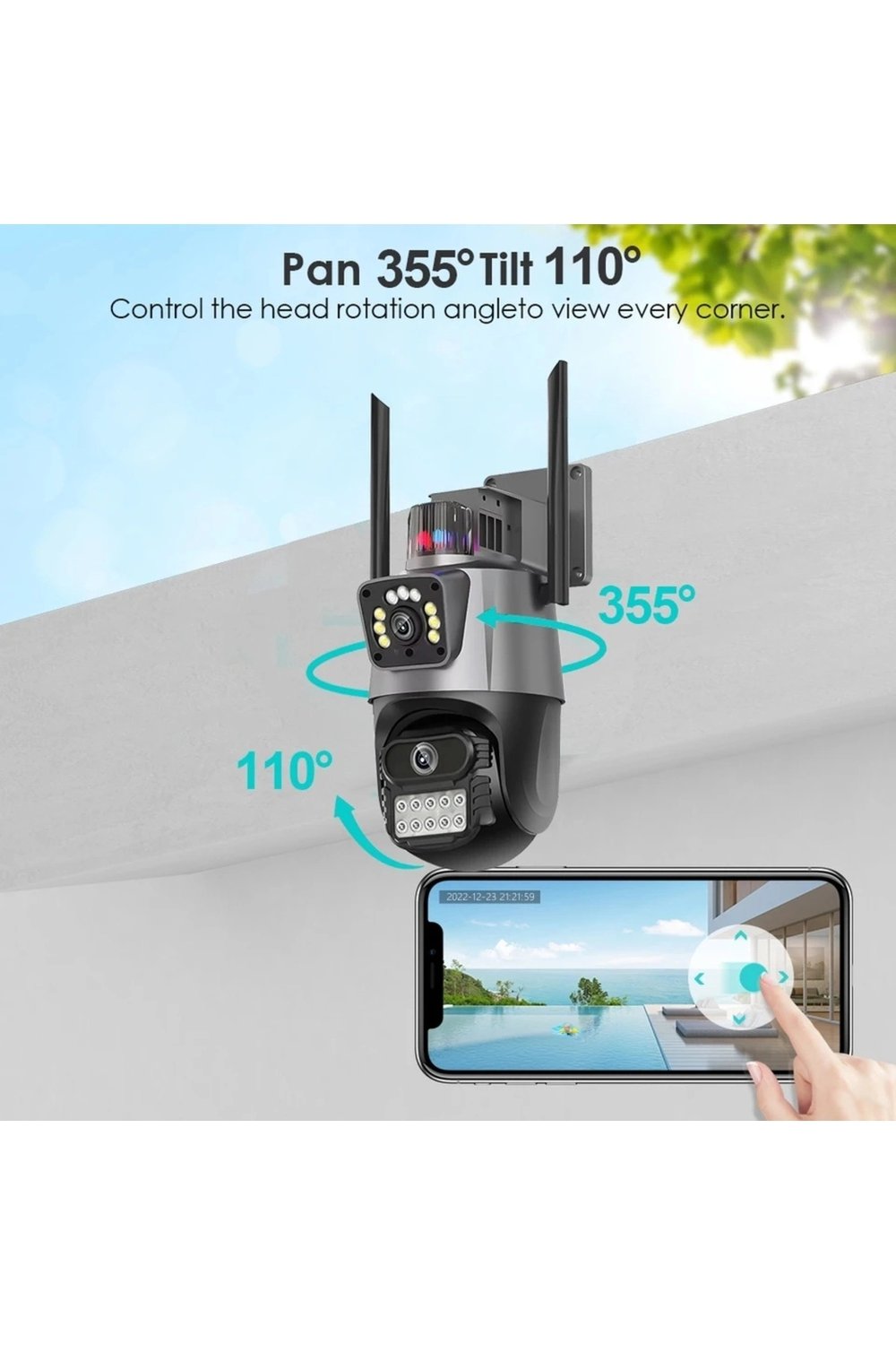 4MP 4K Ultra HD çift lens IP kamera hareketli dış mekan gece görüş su geçirmez WiFi 2 yıl garantili