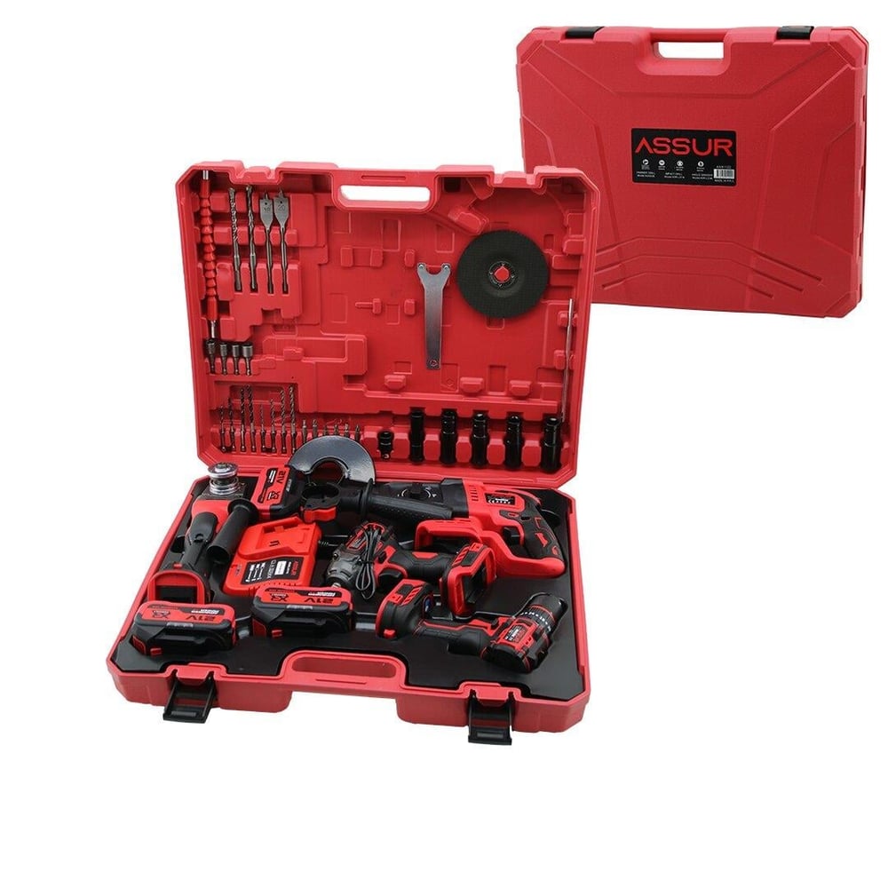 4PCS USTA ELEKTRİKLİ ALET SETİ ŞARJLI=21V MATKAP - VİDALAMA - SPRAL TAŞLAMA - SOMUN PLASTİK ÇANTALI ASR-1122 (3936)