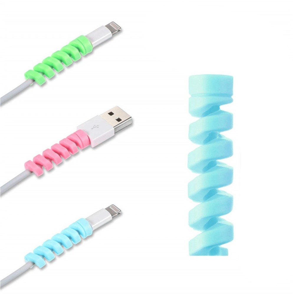 4'lü Apple, Android Şarj Kablosu Koruyucu Silikon Spiral Yay Aparat Bx40