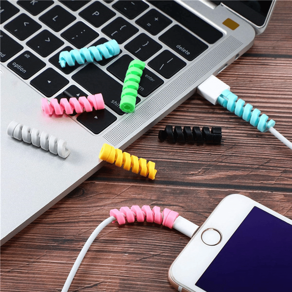 4'lü Apple, Android Şarj Kablosu Koruyucu Silikon Spiral Yay Aparat Bx40