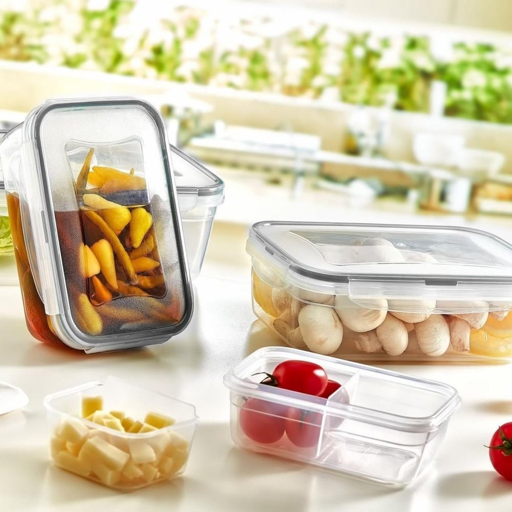 4'lü İç İçe Sızdırmaz Contalı Kilitli Kapaklı Plastik Erzak Saklama Kapları LC315 (3936)