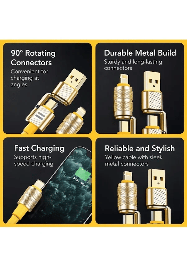 4in1 Hızlı Şarj Ve Data Kablosu Type-c / Lightning / Micro Usb Pl-8631 Bx40