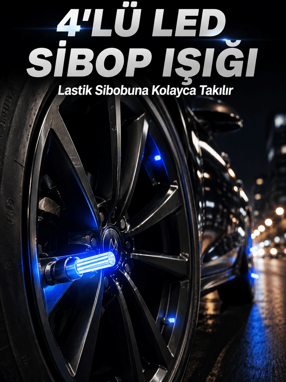 4lü Araç Sibop LED Işığı Otomatik Açılan Lastik Işığı Seti