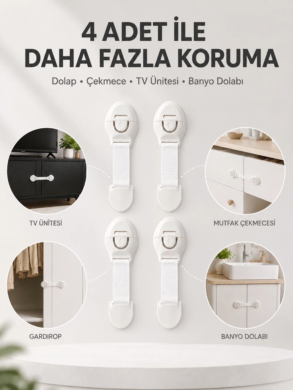 4lü Çocuk Güvenlik Dolap ve Çekmece Kilidi