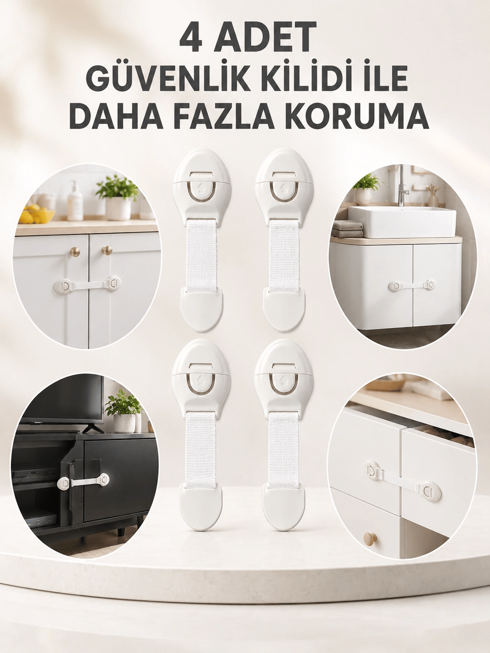 4lü Esnek Kayışlı Çocuk Güvenlik Kilidi Pratik ve Güvenli Kullanım