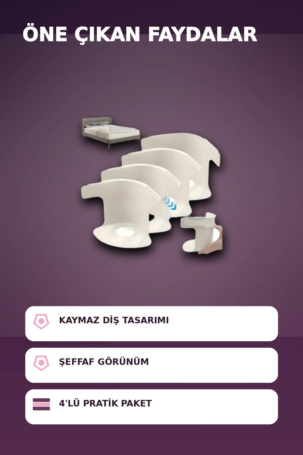 4lü Şeffaf Kaymaz Çarşaf ve Yorgan Sabitleyici - Dişli Tutucu ile Pratik Çözüm