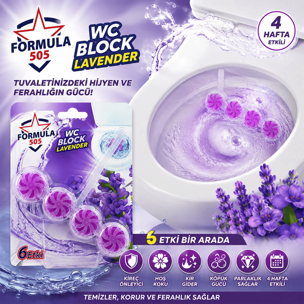 4lü WC Blok - Lavanta Kokulu - 2 Adet - 6 Etkili - 200 gr