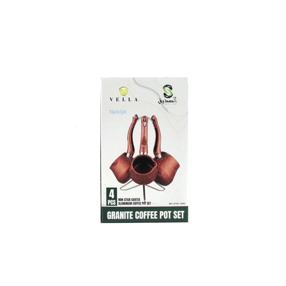 4pcs 230-280-380ml Granit - Çelik Cezve Renkli Metal Standlı Bx40