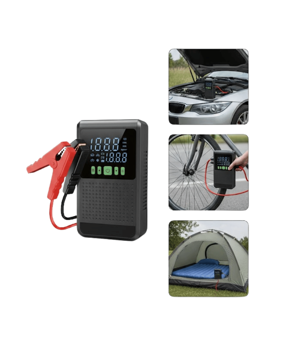 4’ü 1 Arada Jump Starter Hava Kompresörü Powerbank ve LED Fener