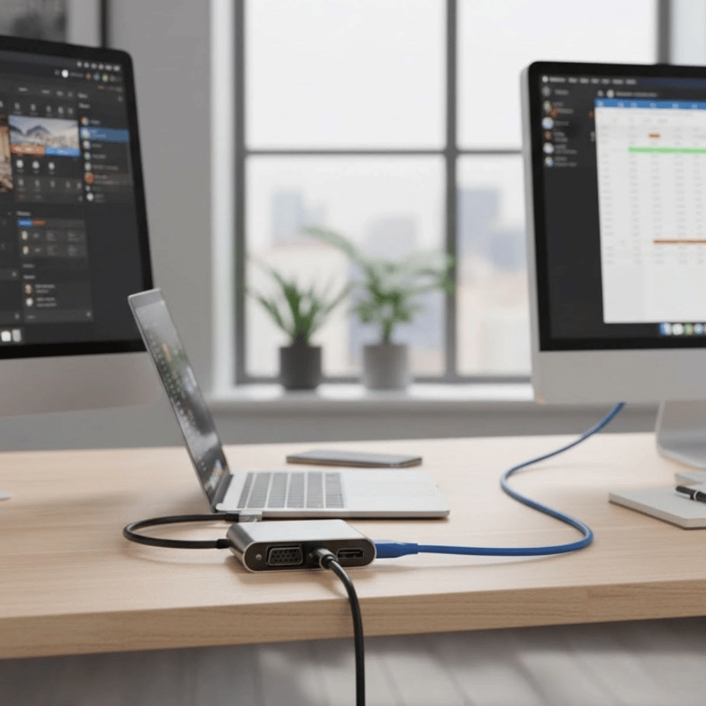 4’ü 1 Arada Type-c To Hub Dönüştürücü Adaptör – 4k Ultra Hd Hdmı & Vga Görüntü Aktarımı, Pd Hızlı Şarj Destekli, Usb Çoklayıcı Bx40