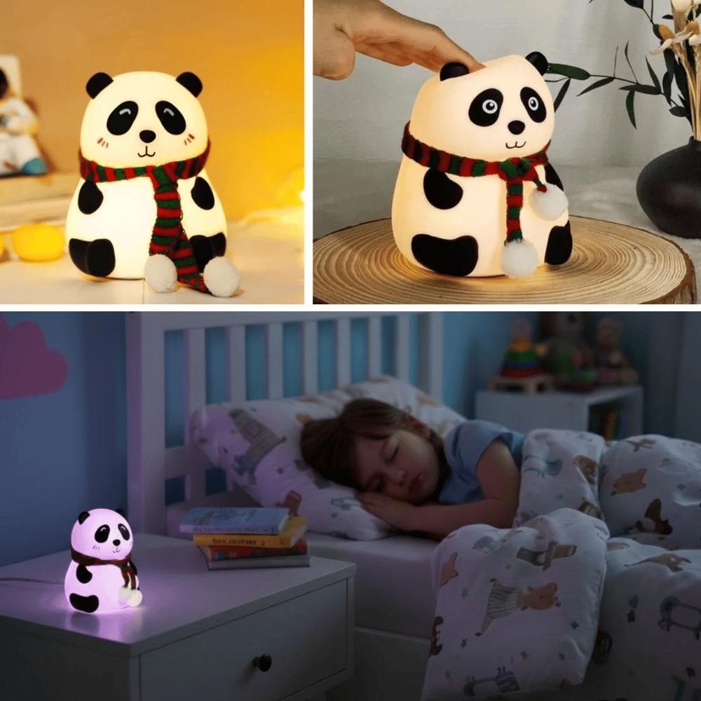 5 Farklı Renk Modlu Panda Figürlü Pofuduk Led Gece Lambası–yumuşak Dokulu Çocuk Odası Ve Dekoratif Şarjlı Ortam Işığı Bx40