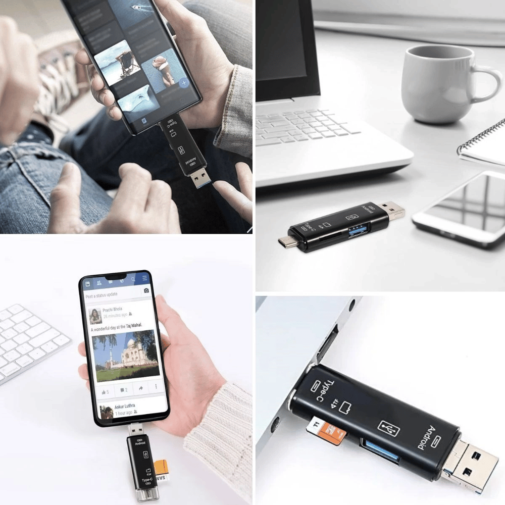 5 İn 1 Çok Fonksiyonlu Usb 2.0 Micro Sd Kart Okuyucu - Usb/micro Usb/type-c Çıkışlı, Otg Çevirici Bx40