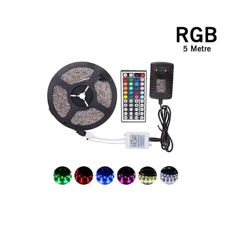 5 Metre Rgb Şerit Led Seti-İç ve Dış Mekan Silikonlu-Tak Çalıştır (3936)