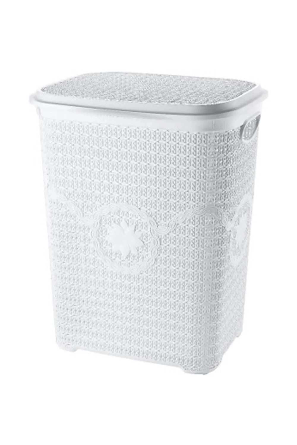 5 Parça Örgü Desenli Plastik Banyo Seti Çamaşır Sepeti Deterjanlık Klik Çöp Kovası Klozet Fırçası