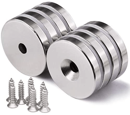 50 Adet 25x10/5x5,5 mm Neodyum Mıknatıs Havşa Delikli Magnet Vida Atılabilir N35 Nikel Paslanmaz
