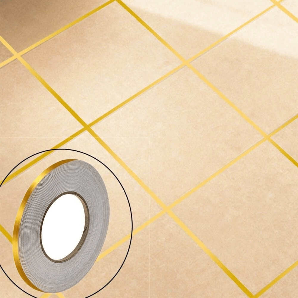 50 Metre Fayans Arası Şerit Dekoratif Yapışkan Renkli Dekor Su Geçirmez Sızdırmaz Altın Bant Kaplama 0.5 Cm Genişliğindedir Bx40