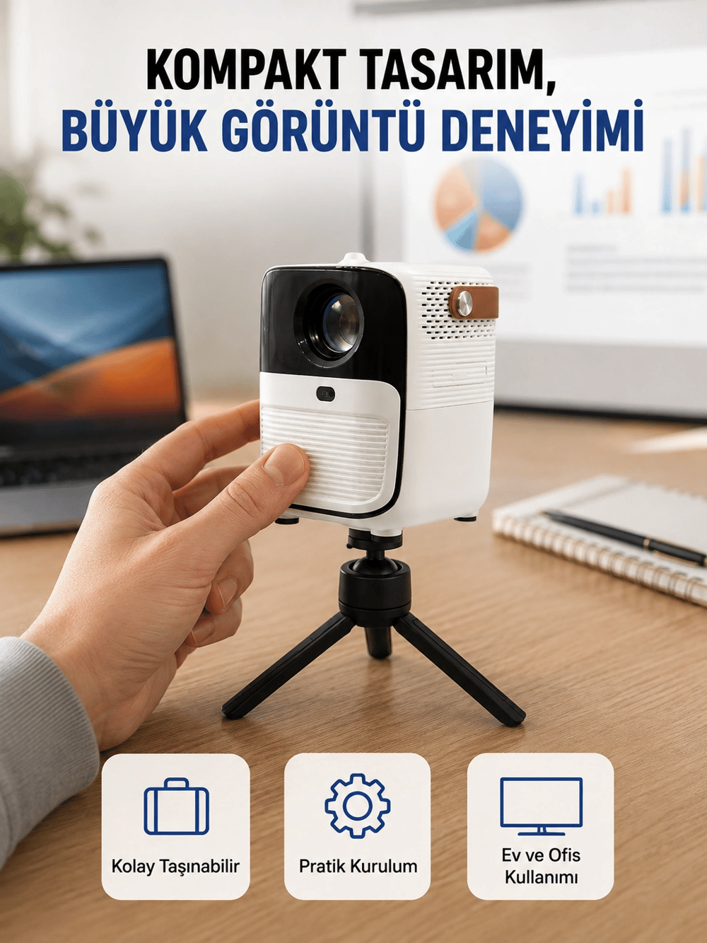 50 inç TV Deneyimli Projektör – Yakın Mesafede Geniş Görüntü Yeni Nesil