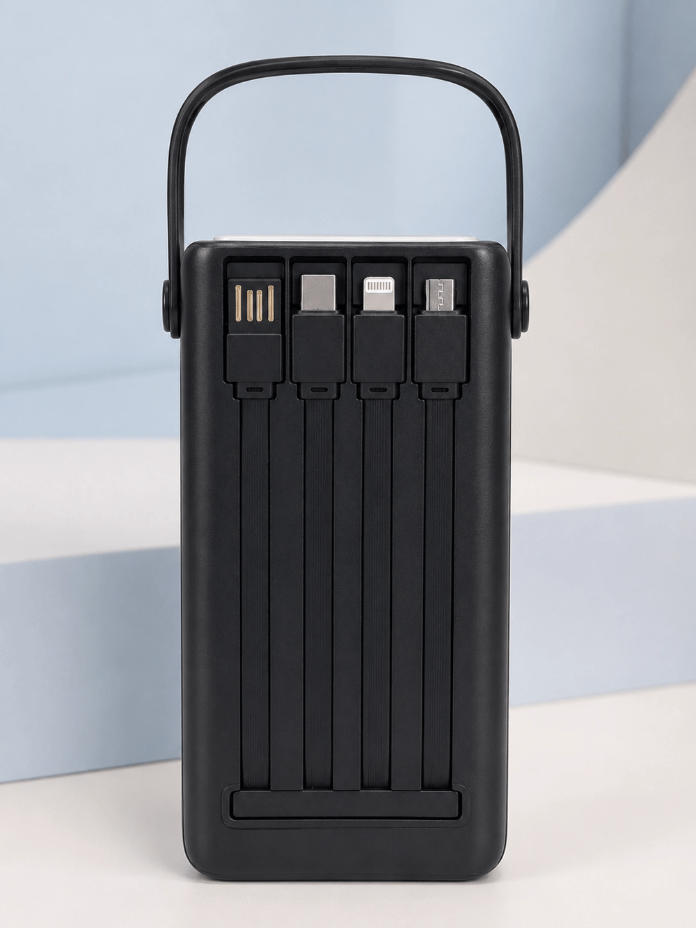 50.000 mAh Taşınabilir Powerbank 22,5 W Hızlı Şarj 4 Dahili Şarj Kablosu Dijital Ekran LED Aydınlatma ve Taşıma Sapı