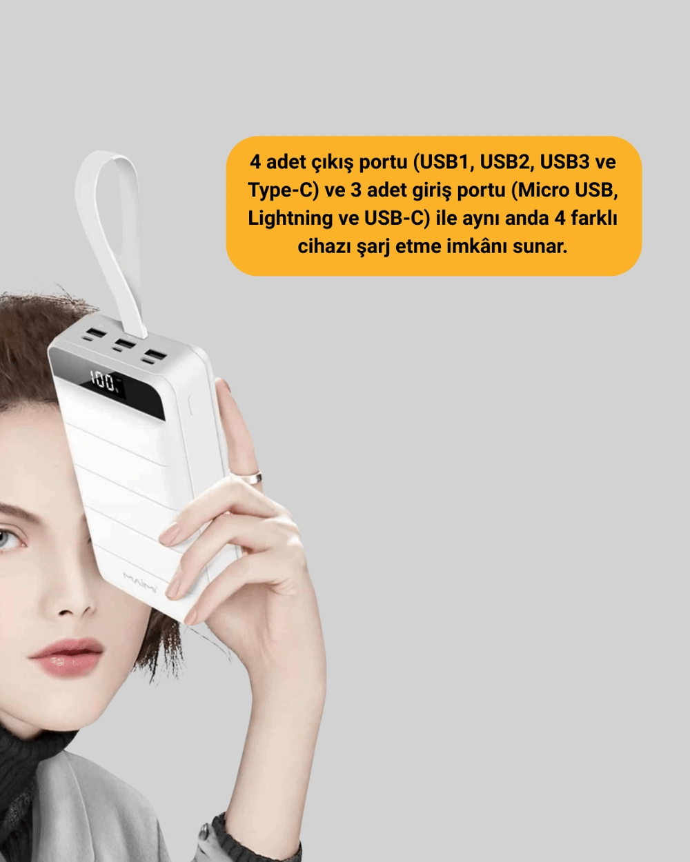50000mAh LED Göstergeli Taşınabilir Şarj Cihazı