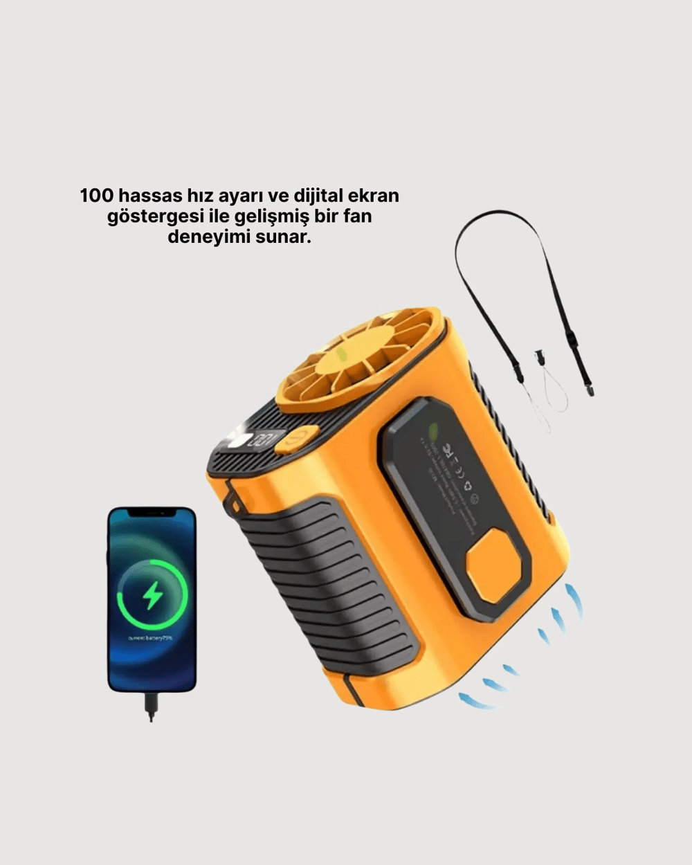 5000mAh Şarjlı Soğutma Fanı Taşınabilir
