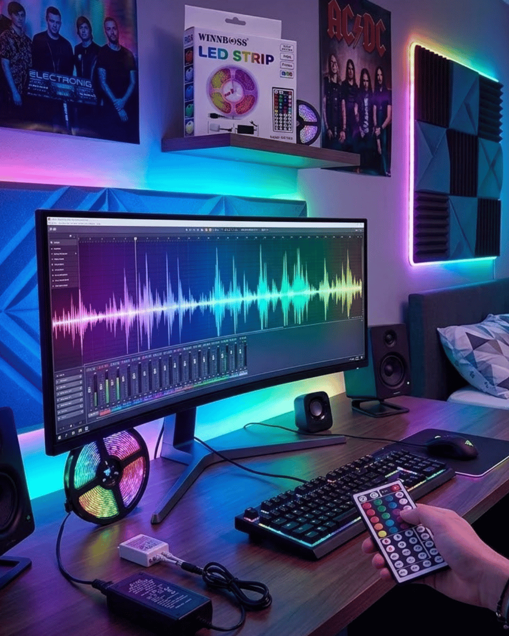 5050 RGB LED Şerit 5 Metre Uzaktan Kumandalı Ortam Aydınlatma Led