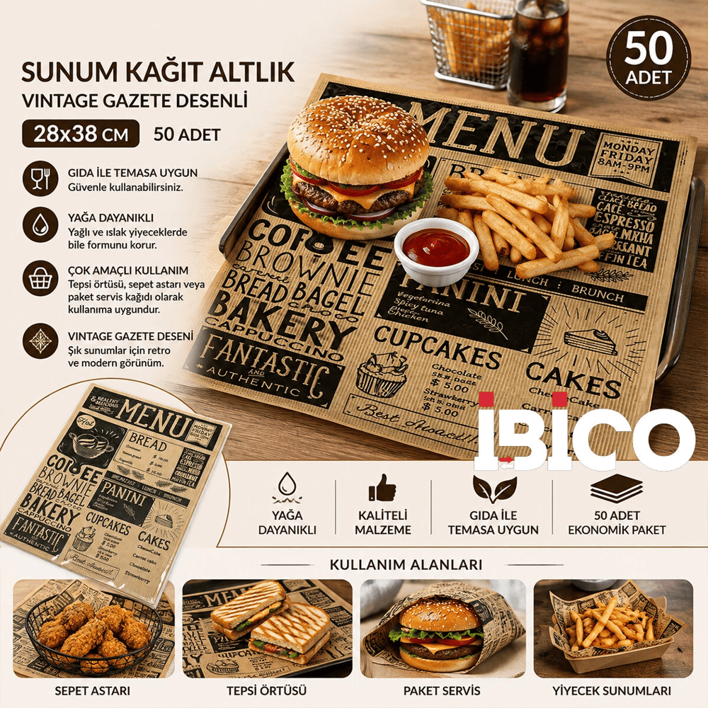 50pcs Sunum Kağıt Altlık 28x38cm Bx40