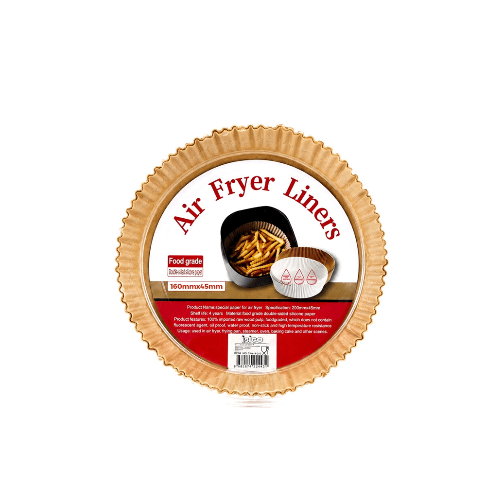 50pcs Yuvarlak Taban: 16cm - Kenar: 4.5cm Air Fryer Pişirme Kalıp Kağıt Bx40