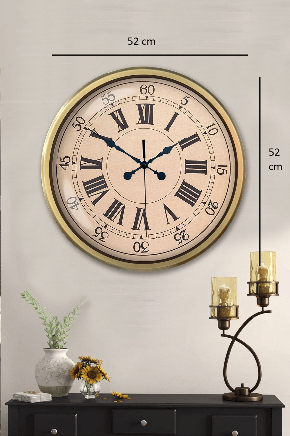 52 cm Eskitme Metal Roma Rakamlı Duvar Saati