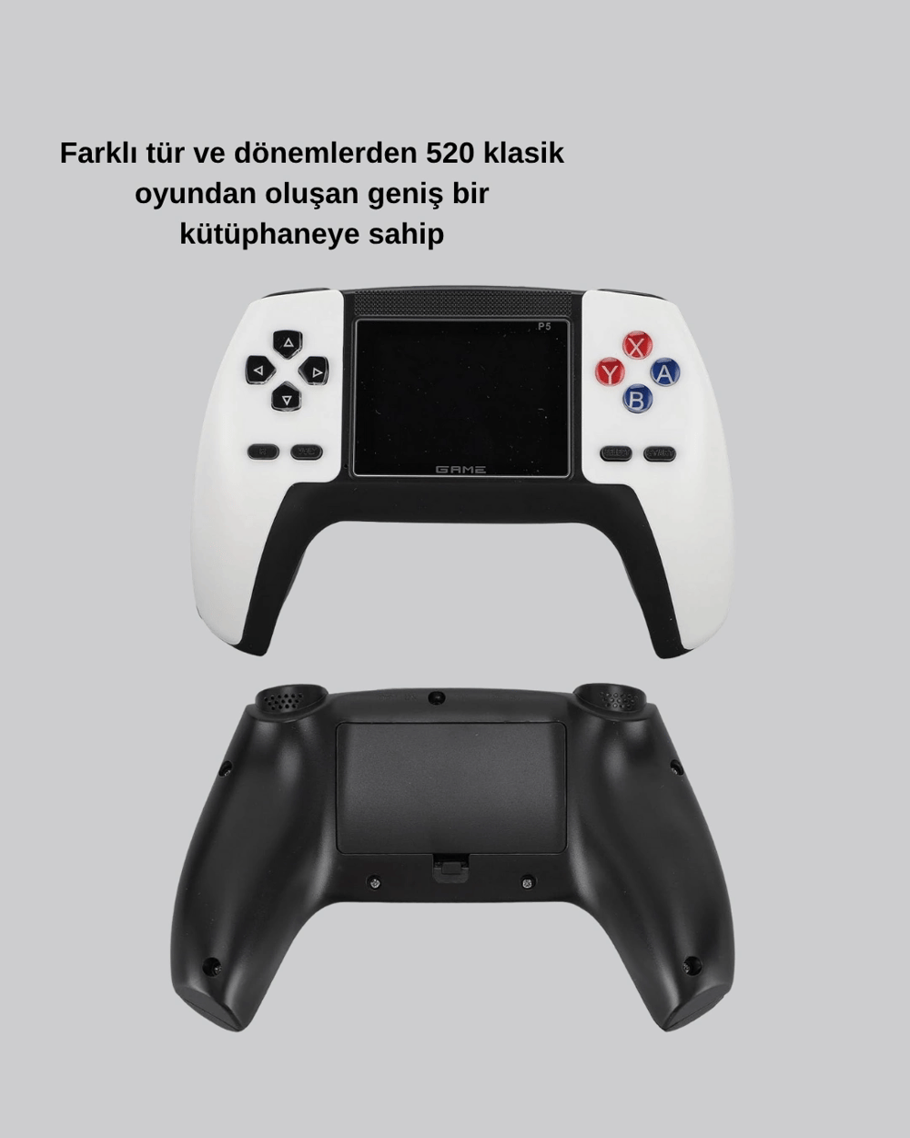 520 Klasik Oyunlu P5™ ControllerView Retro Konsol – Şarjlı,  Ergonomik Tasarım