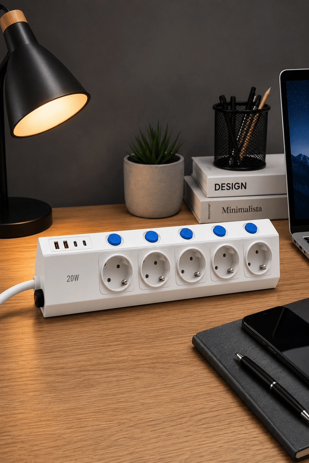 5’li Akım Korumalı Çoklu Priz 2 Metre Kablolu 3680w 16a 5 Anahtarlı 2usb-a 2 Usb-c Pd 20w Hızlı Ftr-28