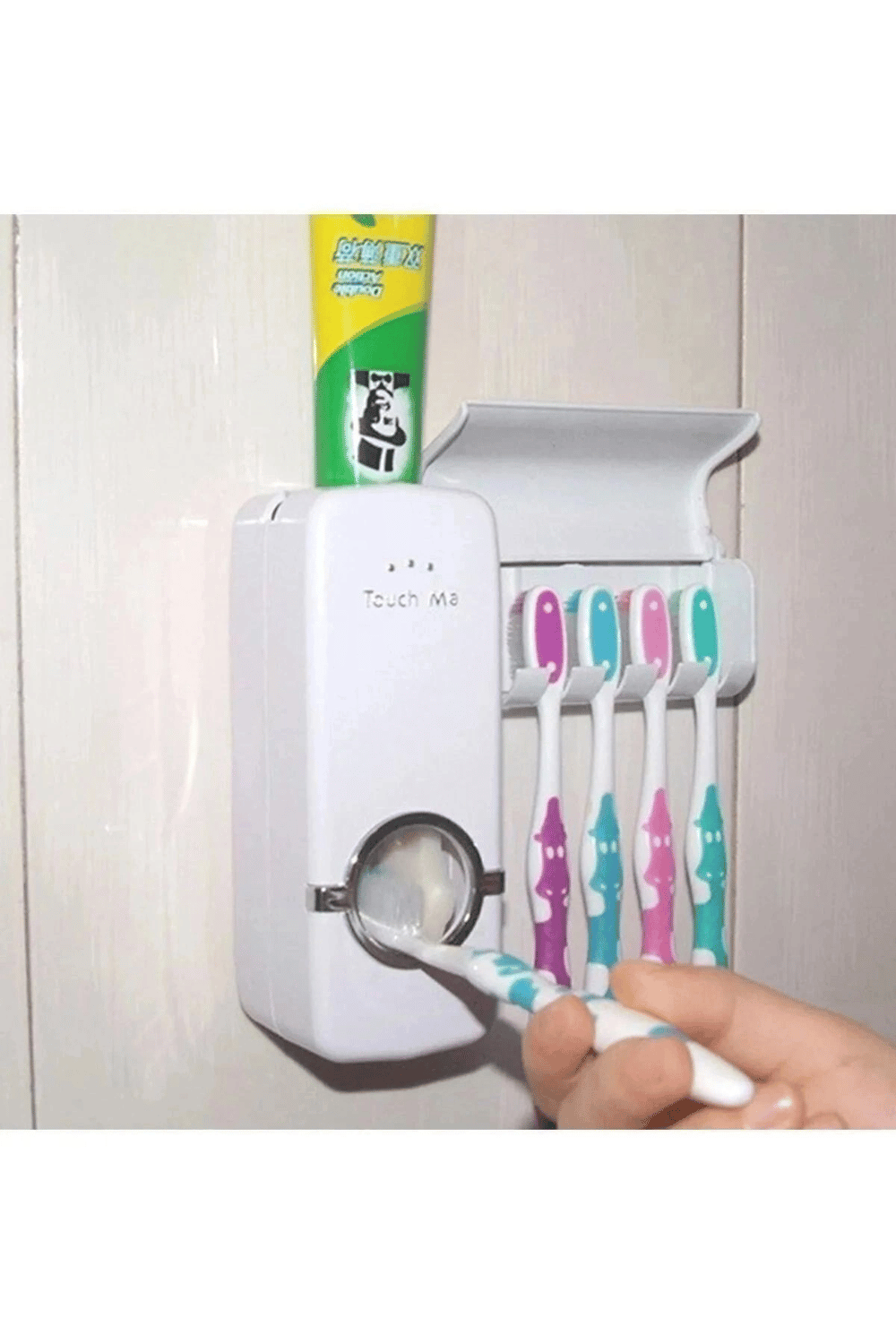 5li Diş Fırçalık Macun Sıkıcı Seti Duvara Monte Beyaz Hijyenik Pratik Organizer